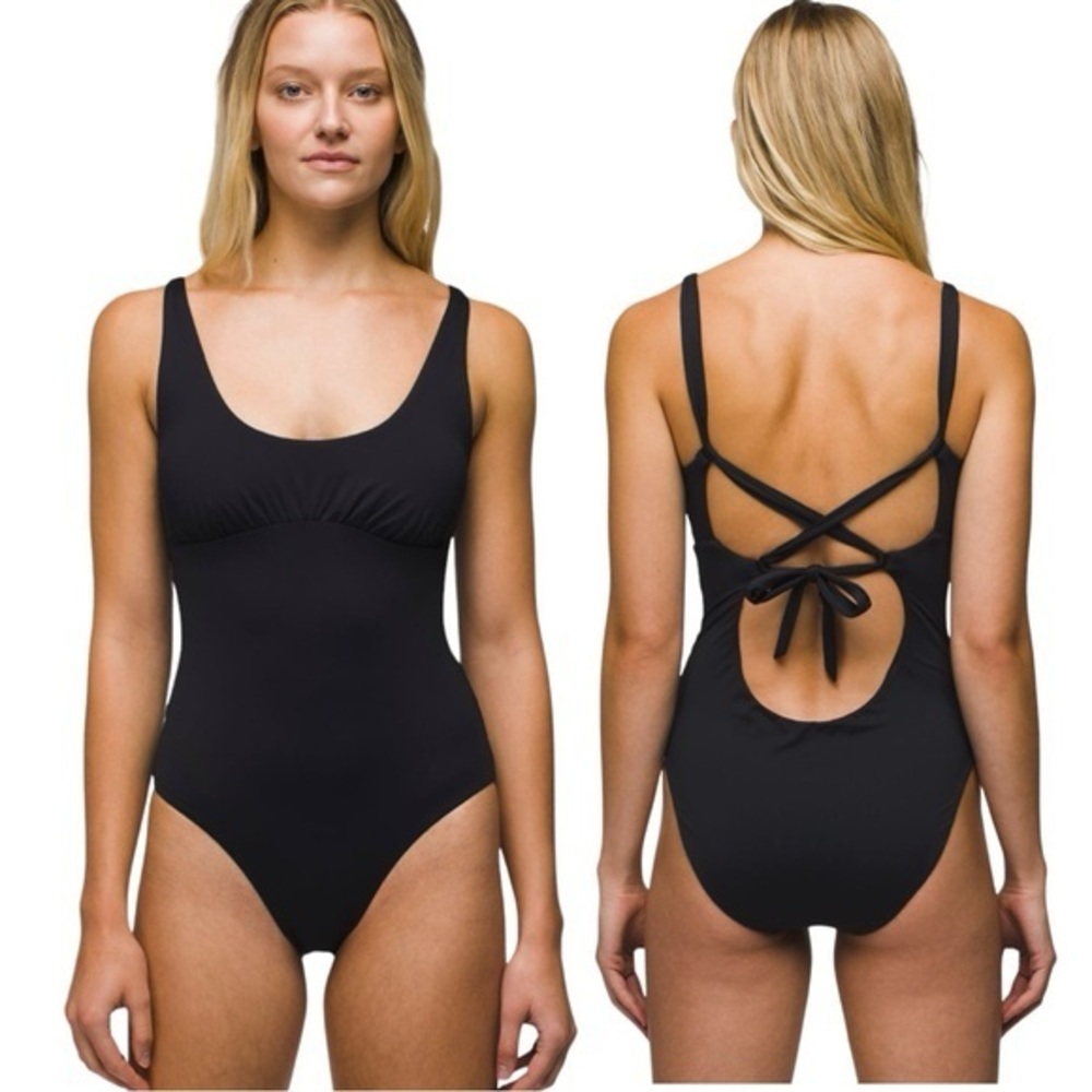 Prana Black One-Piece Swimsuit with Crisscross Back